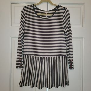 Matilda Jane Gray White Stripe Top M